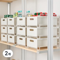 위즈홈 앤스택 슬라이딩 적층 수납함, 화이트, 2개