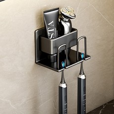 더자카 모던 무타공 칫솔걸이세트 S, 블랙, 1세트