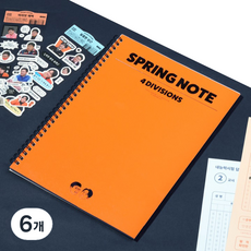 모트모트 티처스 스프링 4분할 수학 노트, 오렌지, 6개
