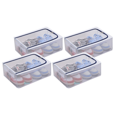 超大防水床底收納箱 拉鍊設計 節省空間, 40 x 30 x 15cm, 透明, 4個