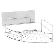 HIKARI 日光生活 魔術無痕貼 單層角落收納架 免釘免鑽不傷牆面 安裝方便超強貼力, 銀色, 1個