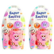 Vibrite 兒童 LED 定時牙刷 + 牙刷杯 + 刷頭套 Pinky Nyong, 2組