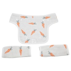 vanibaby 六層紗背帶口水巾 3件組 - 全棉柔軟材質, 胡蘿蔔, 1組