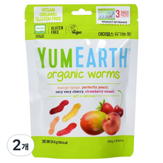 YUMEARTH 水果風味蟲蟲造型軟糖, 混合口味(草莓/芒果/櫻桃/桃子), 59.4克, 2個