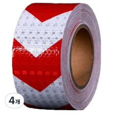 TIS 高亮度蜂巢反光膠帶 方向指示型, 4個, 紅色 + 白色