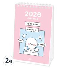 도나와친구들 행복하고 즐거운 일상 2026년 작은 탁상 달력, 혼합색상, 2개