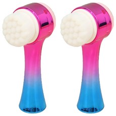 Bacogel 風格彩色雙面臉部毛孔清潔刷, 2個, 粉藍色