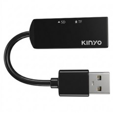 Kinyo 迷你雙槽讀卡機 17 x 9 x 44mm 線長85mm 13g, KCR-219, 黑色, 1個