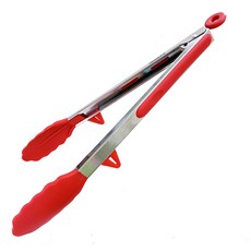 an雅緻矽膠食物夾12吋，食品級耐熱矽膠，防滑穩固，烹飪好幫手, 1入, 紅色