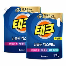 테크 딥클린 실내건조 액체세제 드럼 리필, 1.7L, 2개
