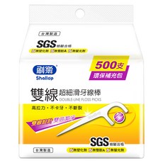 Shallop 刷樂 雙線超細滑牙線棒, 500支, 1包