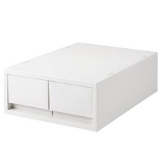 MUJI 無印良品 PP盒 附隔板 淺型 2格, 白灰, 1個