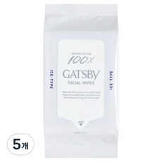 GATSBy 潔面濕紙巾 冰涼型, 5個, 42枚入