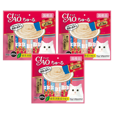 INABA CIAO 啾嚕 肉泥, 鮪魚 + 干貝、鮪魚 + 蟹肉、鮪魚 + 鮪魚片、鮪魚 + 鮭魚, 280g, 3袋