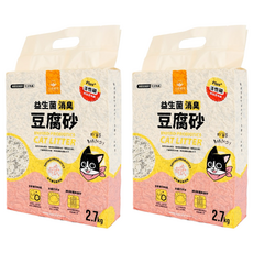 DOG CAT STAR 汪喵星球 益生菌消臭條型豆腐砂, 遇水速凝結 沖水崩解 五重除塵 2.7kg, 2袋, 無香