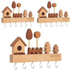 木製良品 森林木屋玄關掛架 My Castle, 森林木屋, 3個