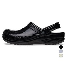 crocs 卡駱馳 中性款亮面經典克駱格洞洞鞋, 黑色(209609-001), 300