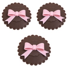 Beatrice 碧翠絲 矽膠防塵杯蓋 密封性良好 防塵防漏 PVC禮盒裝, 約10.5cm, 咖啡底+蝴蝶結, 3個