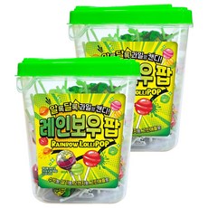 彩虹棒棒糖 60支入, 2桶, 900g