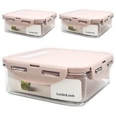 LocknLock 樂扣樂扣 BISfree 純淨正方形保鮮盒, 粉色 870ml, 3個