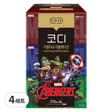 코디 천연펄프 마블에디션 미용티슈 2겹 6개 세트 랜덤발송, 4세트