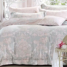 台灣製萊賽爾纖維雙人兩用被套 精緻花卉圖案 四季透氣舒適, 迪安娜 白色