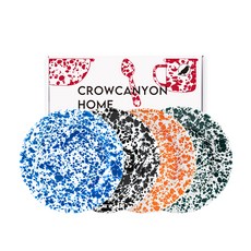 CROW CANYON 盤子組 4個, 4種, 綠色大理石、藍色、橘色、黑色, 1組