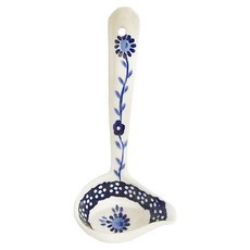 ZAKLADY CERAMICZNE BOLESLAWIEC 尖嘴醬汁湯勺 瓷質材質 產地波蘭製, 白色 + 藍色, 1支