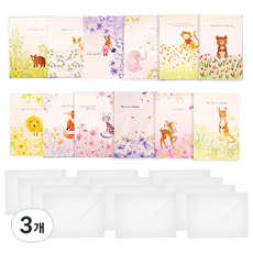MAUMDAMA 童話裡的動物明信片 12款 + 信封 12入組, 混合色, 3個