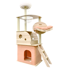 哈囉毛孩 帳篷貓屋 半開放式小木屋 太空艙貓跳台 145cm 附貴妃躺枕, OO-P-93TS1-P, 1組