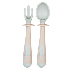 US baby 優生 Cest bon 可彎叉匙組, 米色 + 綠色, 1組