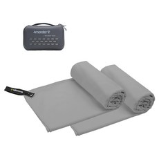 4몬스터 극세사 마이크로화이바타월 엑스스몰 2p + EVA 케이스 세트, 그레이, 1세트