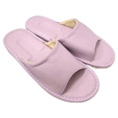 頭層牛皮防滑室內拖鞋 360°柔軟不變形 氣墊工藝, 27, 淡紫色, 1雙