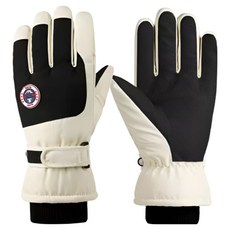 CJEI 男士防寒防水智慧型手機觸控滑雪手套 雙手穿戴組, 黑色 + 香草色, 1套