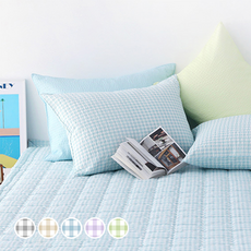 amante Honey Dew素色格紋波浪泡泡紗薄墊, 快樂水藍色