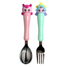 LE BARN 兒童許願星奇妙萌可公仔湯匙叉子組, 1個, 湯匙 + 叉子, 愛心萍, 亮亮萍