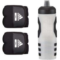 adidas 愛迪達 Essential負重訓練帶 1.5kg 2入+運動噴嘴水壺 ADWT-12322, 黑色+青檸（帶），隨機發貨（瓶）
