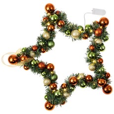 별모양 크리스마스 리스 LED 전구 세트, Copper + Lt Green + Green, 지름 40cm, 1개