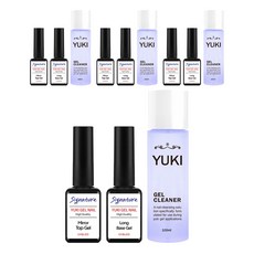 유키 젤네일 시그니처 클리어 세트, 4세트, 미러탑젤 7ml + 롱베이스젤 7ml + 젤클리너 100ml