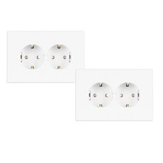 TILINS 橫式2孔插座 白色, 2個