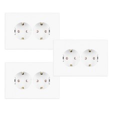 TILINS 橫式2孔插座 白色, 3個