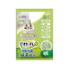 Unicharm Pet Deo-toilet 清新消臭 抗菌 綠茶成分 貓砂 紙砂 2L, 綠茶, 1包