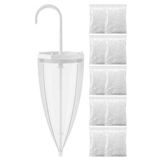 居家達人 雨傘造型室內吊掛除濕劑 衣櫃除濕盒 白色 + 集水除濕補充包, 1組, 95g