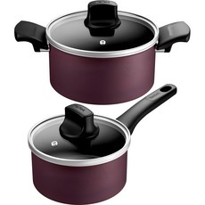 Tefal 特福 電磁爐適用鈦合金Melody鍋具組 2個, 1套, 酒紅色, 16cm單柄鍋 + 20cm雙耳鍋