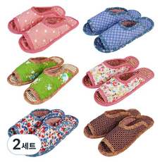 케이에스몰 퀼트 면 실내화 양발착용 6켤레, 랜덤발송, 2세트