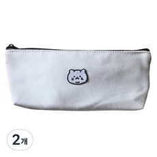 ARTJOY 簡約刺繡鉛筆盒收納包, 2個, 白色貓咪