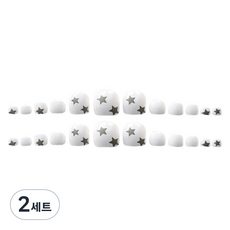 B2WIN 足部美甲片, 2套, 清新星星銀色凝膠款