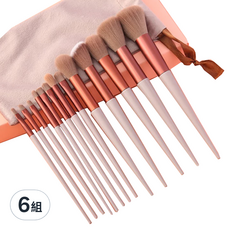 小麥購物 13支刷具套組 附防塵袋, 拿鐵, 6組