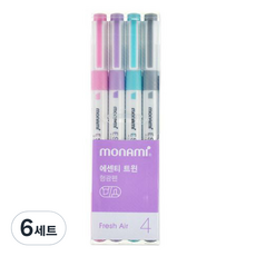 모나미 에센티 트윈 형광펜 4종 세트, 프레쉬에어, 6세트