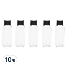 Sondong商會小分裝空瓶 50ml, 透明瓶 + 黑色蓋子, 10個